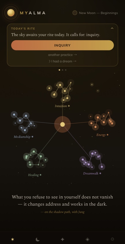 The sky: five constellations, the rite of the day at the top.